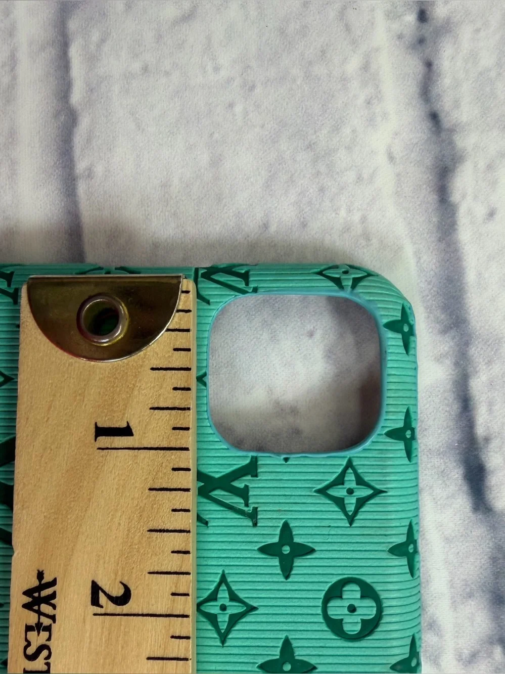 Louis Vuitton Teal Monogram Phone Case with Dark Green Print